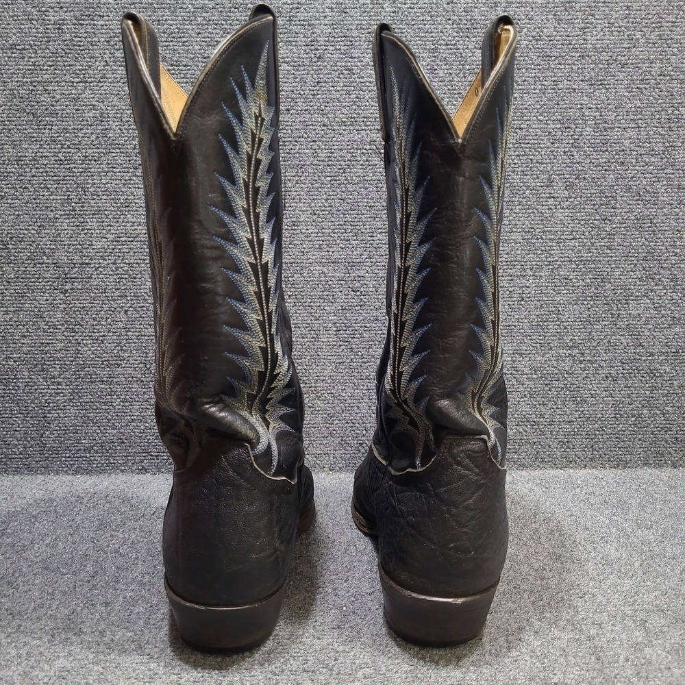 Vintage Tony Lama Cowboy Boots Gold Label Exotic Hide 8614 Black Men's11 D - Picture 5 of 15